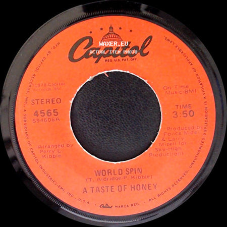 A Taste Of Honey - Boogie Oogie Oogie / World Spin side B
