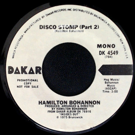 Hamilton Bohannon - Disco Stomp (Part 2) / Disco Stomp (Part 1) side A