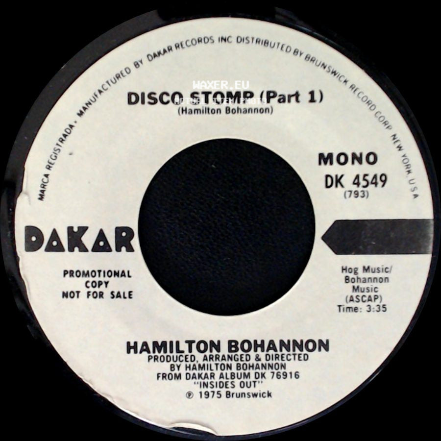 Hamilton Bohannon - Disco Stomp (Part 2) / Disco Stomp (Part 1) side B