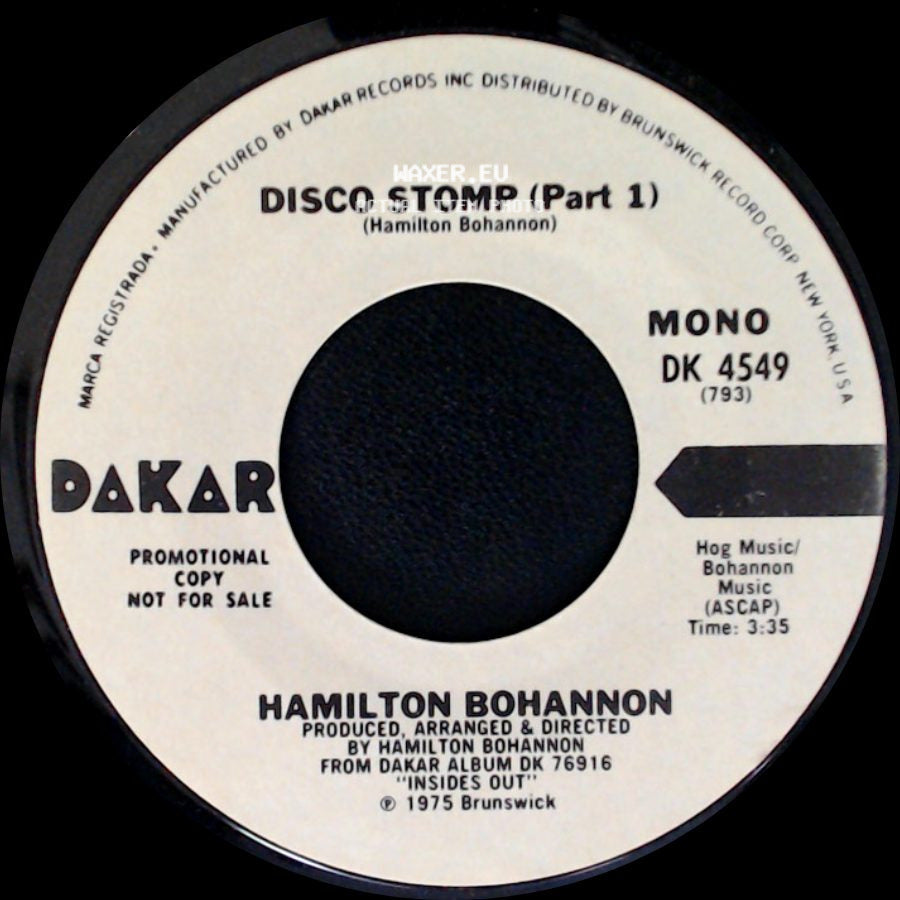 Hamilton Bohannon - Disco Stomp (Part 2) / Disco Stomp (Part 1) side B