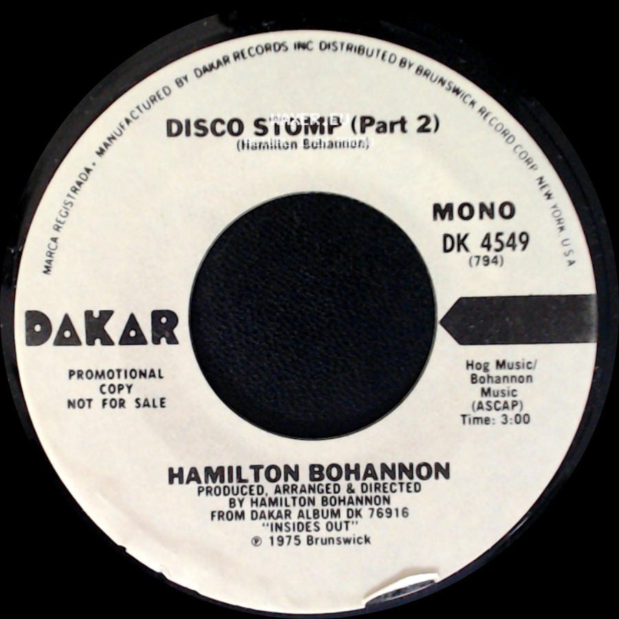 Hamilton Bohannon - Disco Stomp (Part 2) / Disco Stomp (Part 1) side A