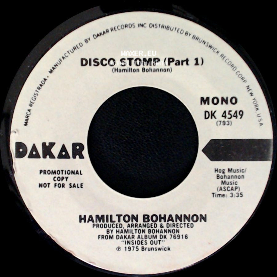 Hamilton Bohannon - Disco Stomp (Part 2) / Disco Stomp (Part 1) side B