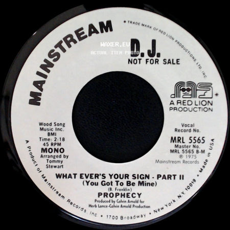 Prophecy - What Ever's Your Sign - Part I (You Got To Be Mine) / What Ever's Your Sign - Part Ii (You Got To Be Mine) side B