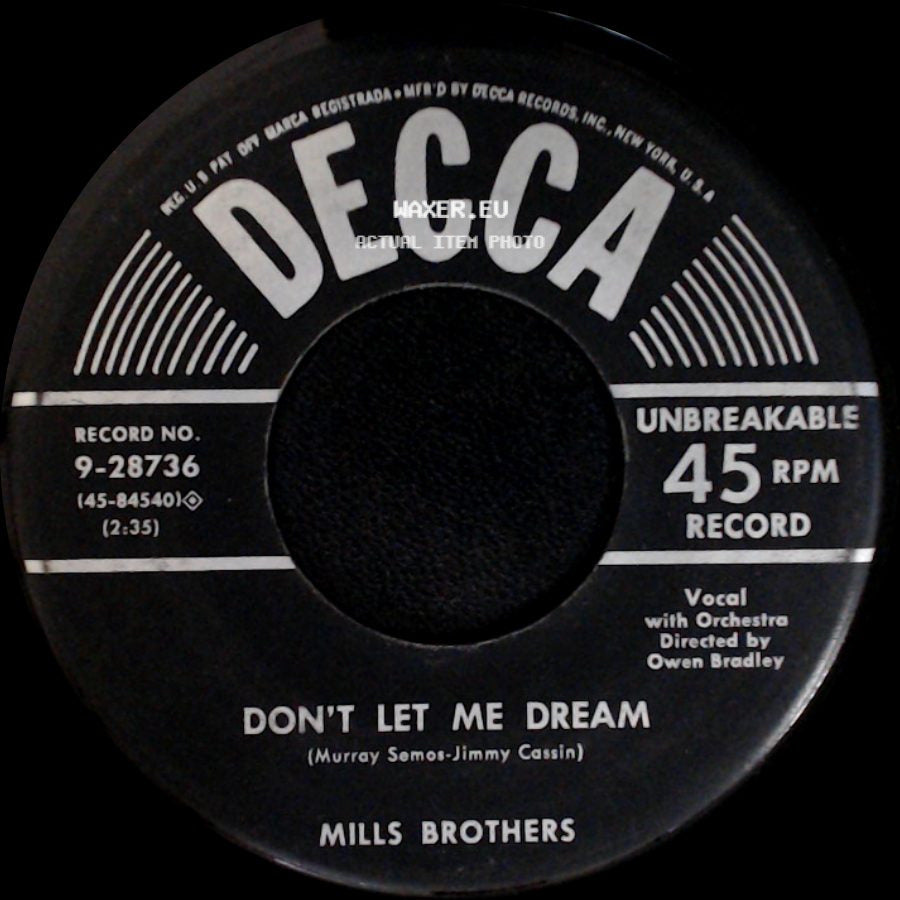 Mills Brothers - Pretty Butterfly / Don't Let Me Dream side B
