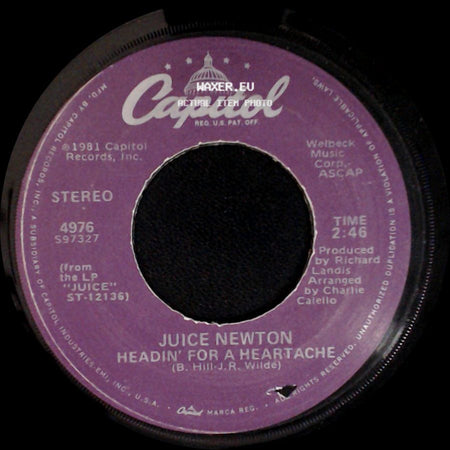 Juice Newton - Angel Of The Morning / Headin' For A Heartache side B