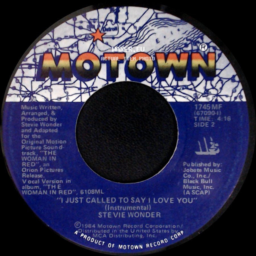 Stevie Wonder - I Just Called To Say I Love You / I Just Called To Say I Love You (Instrumental) side B