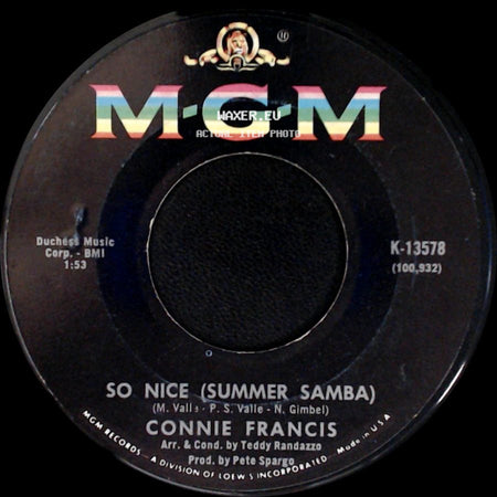 Connie Francis - All The Love In The World / So Nice (Summer Samba) side B
