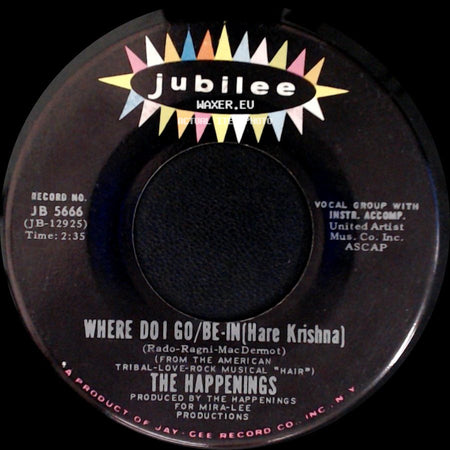 The Happenings - New Day Comin' / Where Do I Go / Be-In (Hare Krishna) side B