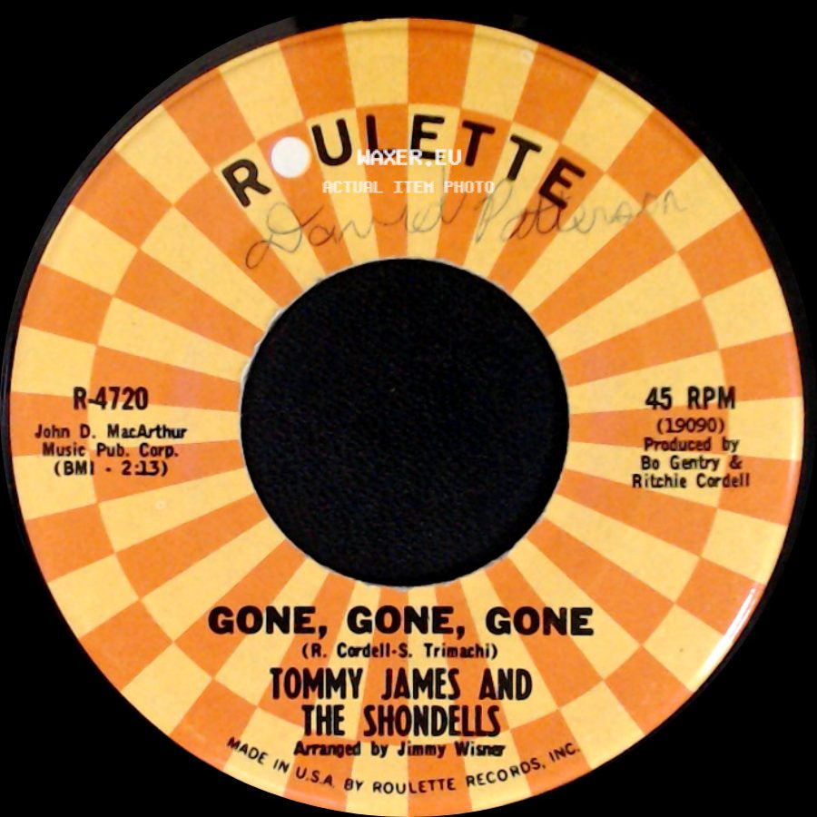 Tommy James And The Shondells - Gone, Gone, Gone / I Think We're Alone Now side A