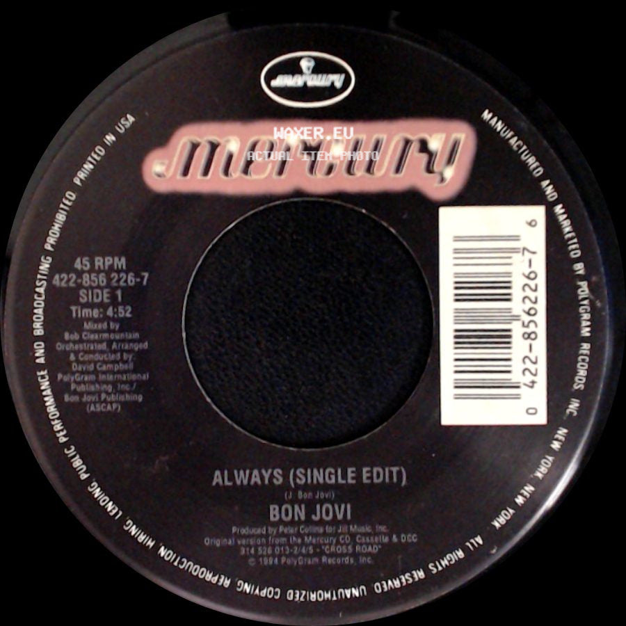 Bon Jovi - Always (Single Edit) / Living In Sin side A