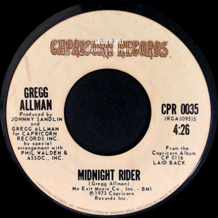 Gregg Allman - Multi-Colored Lady / Midnight Rider side B