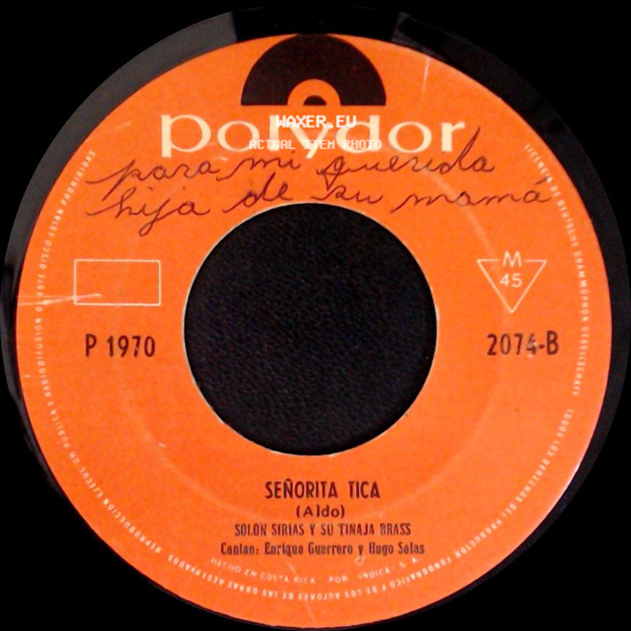Solon Sirias Y Su Tinaja Brass - Un Rayo De Sol / Señorita Tica side B