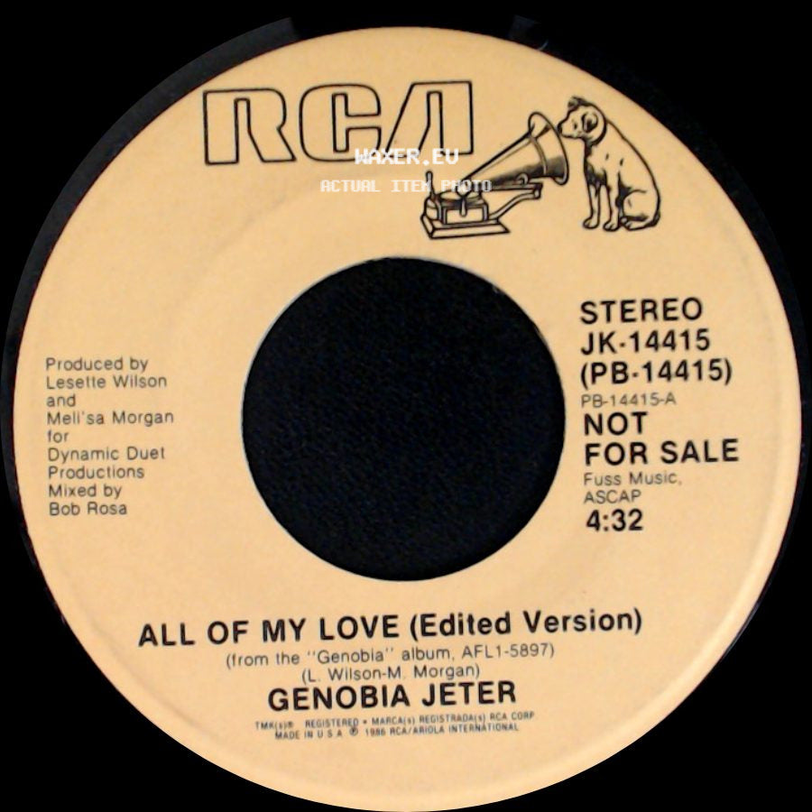 Genobia Jeter - All Of My Love (Edited Version) / All Of My Love (Edited Version) side A