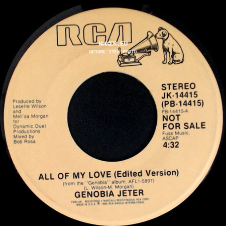 Genobia Jeter - All Of My Love (Edited Version) / All Of My Love (Edited Version) side A