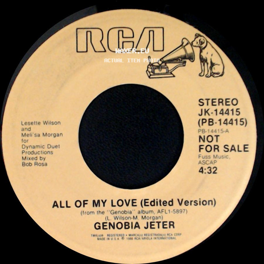 Genobia Jeter - All Of My Love (Edited Version) / All Of My Love (Edited Version) side B