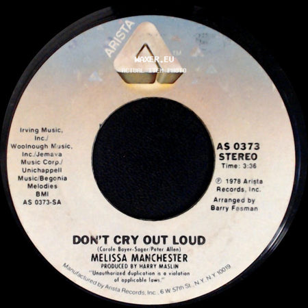 Melissa Manchester - We Had This Time / Don't Cry Out Loud side B