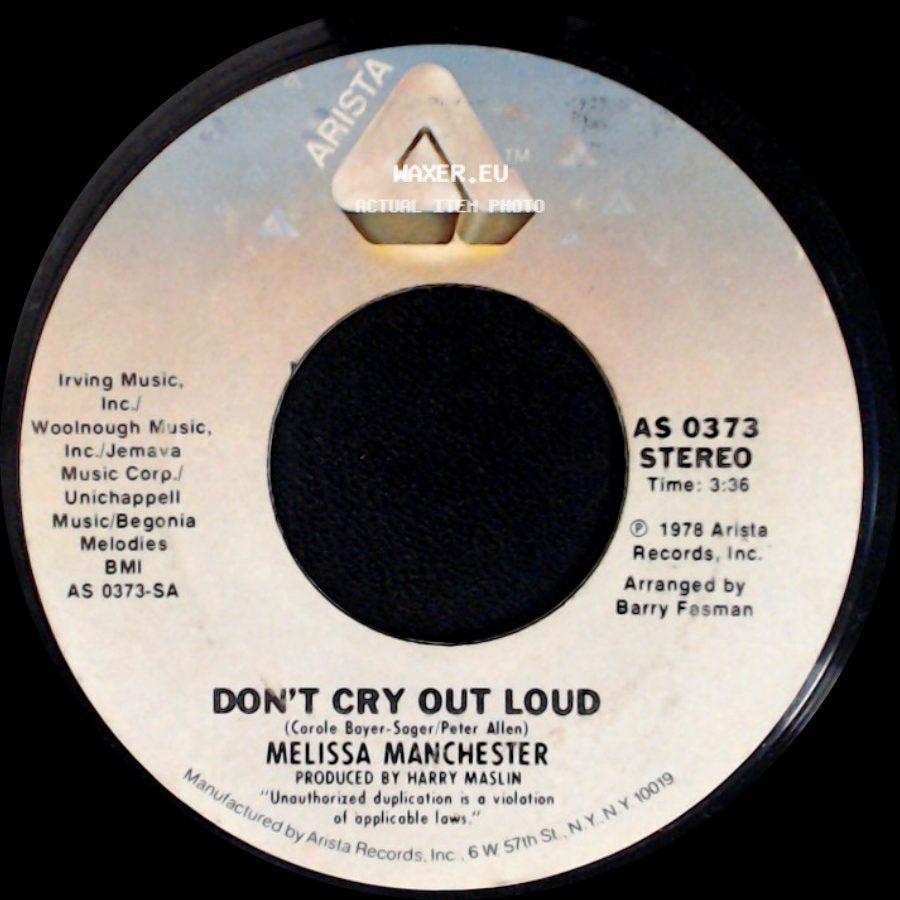 Melissa Manchester - We Had This Time / Don't Cry Out Loud side B