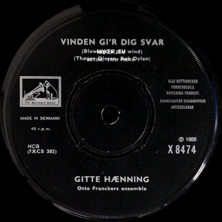 Gitte Hænning - Vinden Gi'r Dig Svar / Et Sted For Os Selv side A