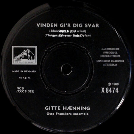 Gitte Hænning - Vinden Gi'r Dig Svar / Et Sted For Os Selv side A