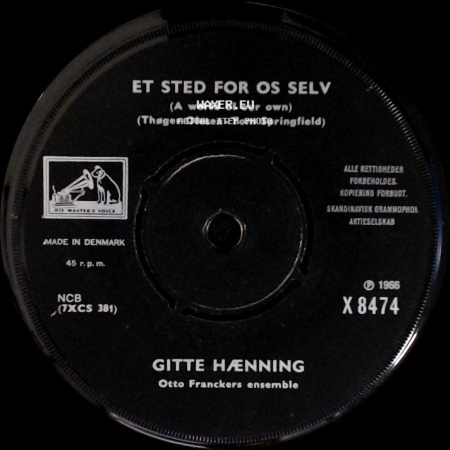 Gitte Hænning - Vinden Gi'r Dig Svar / Et Sted For Os Selv side B