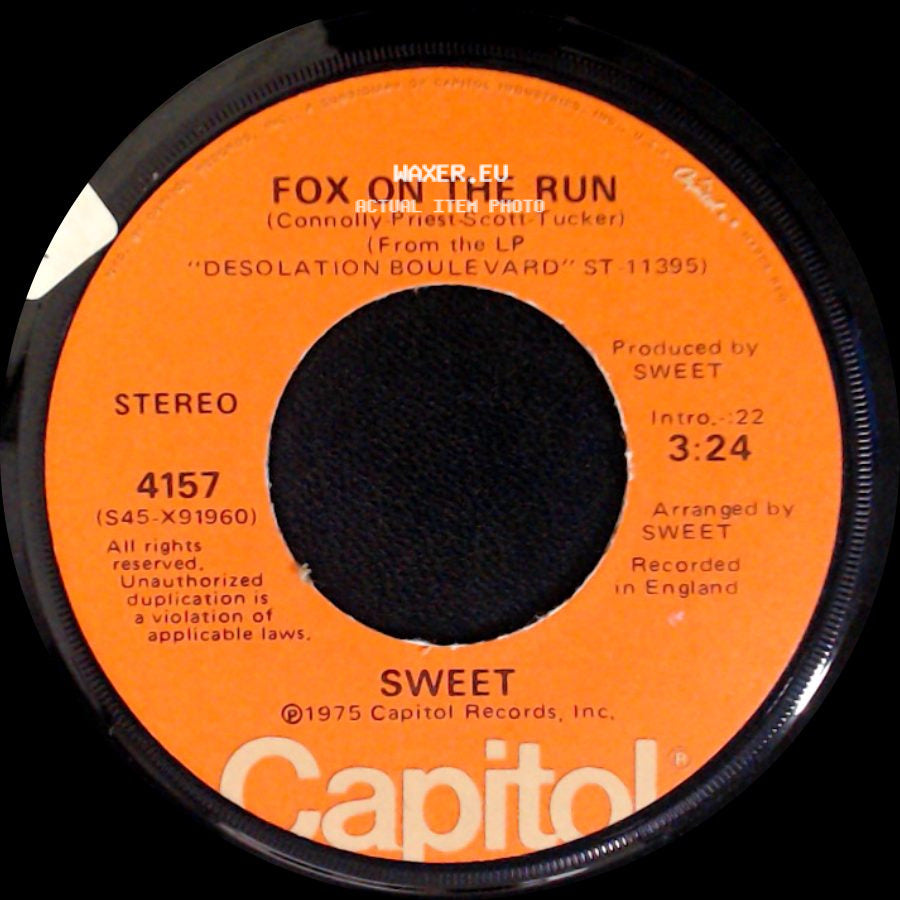 Sweet - Burn On The Flame / Fox On The Run side B