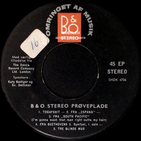 Katy Bødtger - B & O Stereo Prøveplade / B & O Stereo Melodien side A