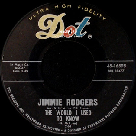 Jimmie Rodgers - I Forgot More Than You'll Ever Know / The World I Used To Know side B
