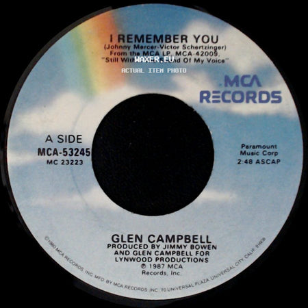 Glen Campbell - I Remember You / For Sure, For Certain, Forever, For Always side A