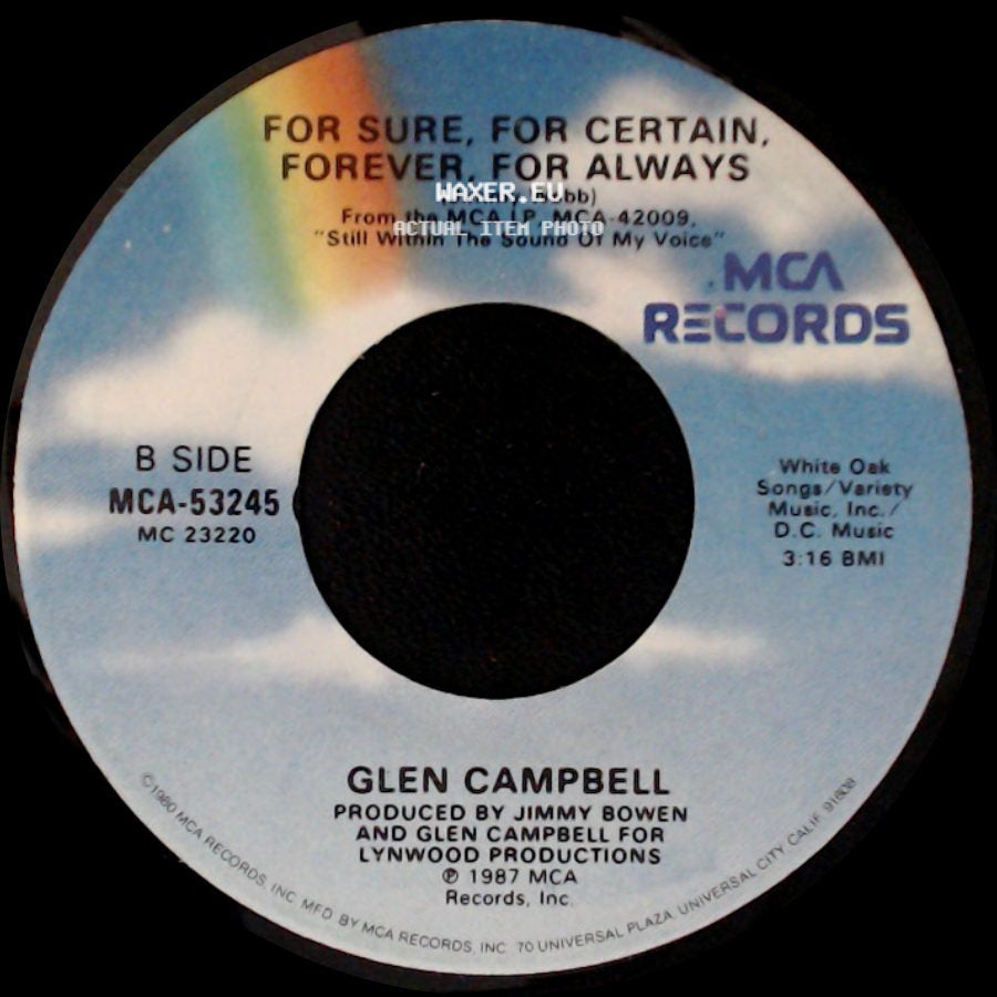 Glen Campbell - I Remember You / For Sure, For Certain, Forever, For Always side B