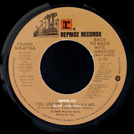 Frank Sinatra - Theme From New York, New York / You And Me (We Wanted It All) side B