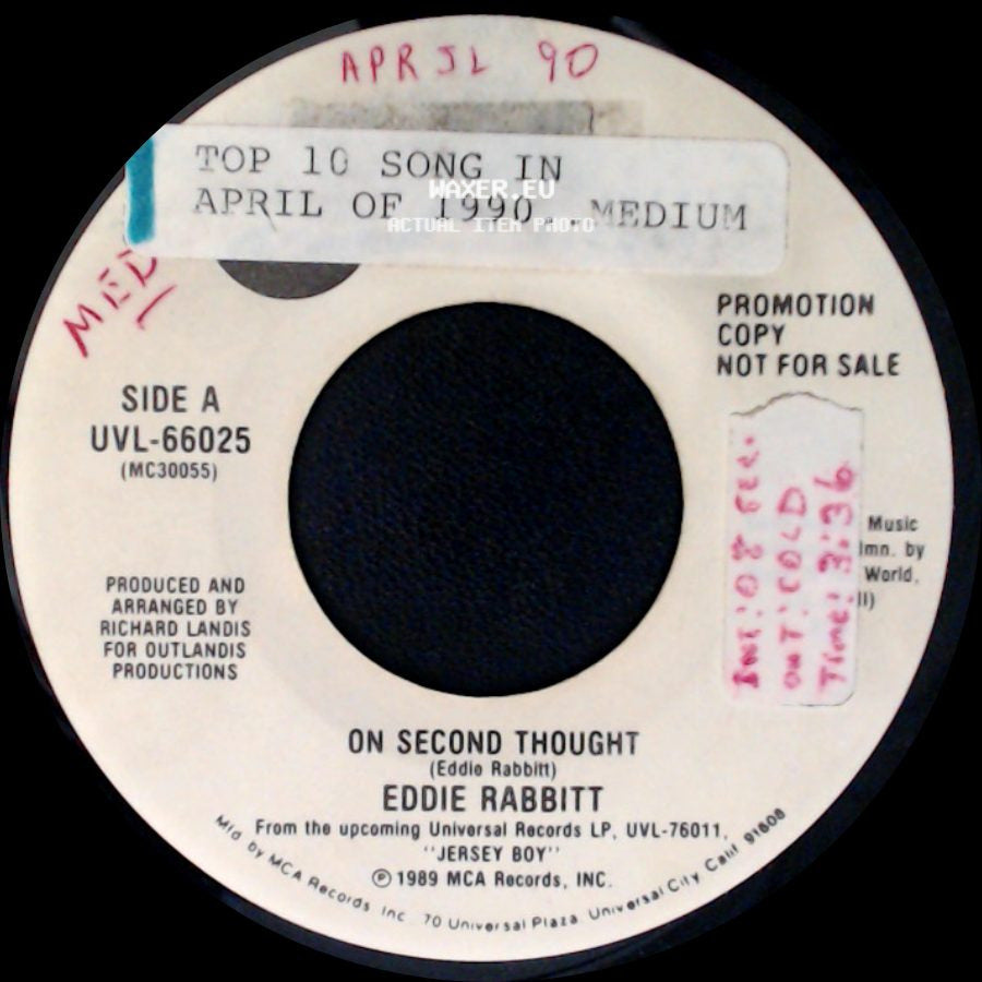 Eddie Rabbitt - On Second Thought / On Second Thought side A