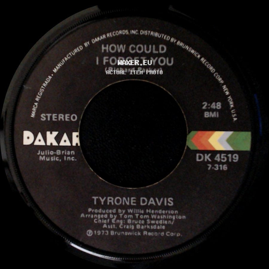 Tyrone Davis - Without You In My Life / How Could I Forget You side B