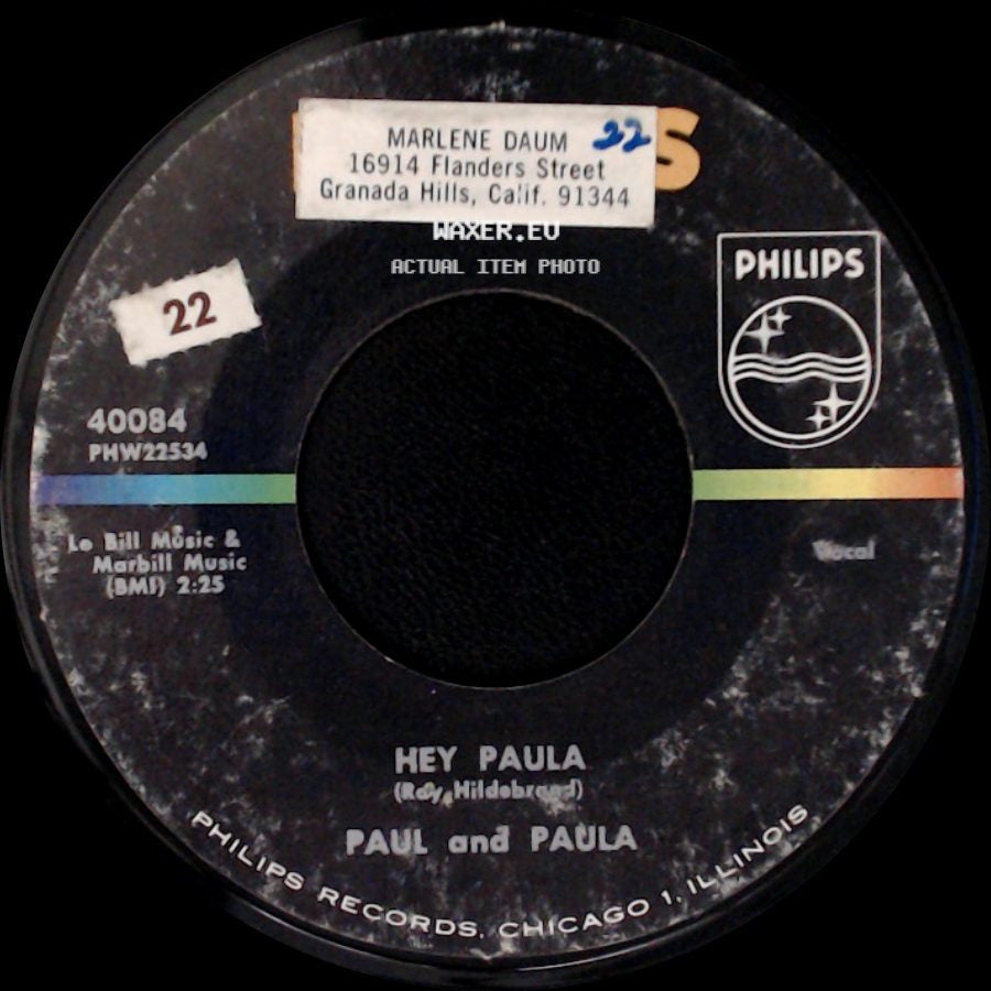Paul And Paula - Bobby Is The One / Hey Paula side B
