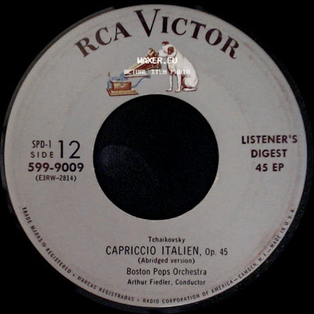 Artur Rubinstein / Boston Pops Orchestra - Concerto In A Minor, Op. 16 - First Movement (Abridged Version) / Capriccio Italien, Op. 45 side B
