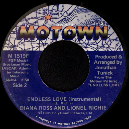 Diana Ross And Lionel Richie - Endless Love (Vocal) / Endless Love (Instrumental) side B