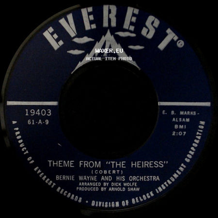 Bernie Wayne And His Orchestra - Twilight In Paris / Theme From "The Heiress" side B