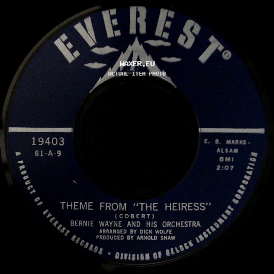 Bernie Wayne And His Orchestra - Twilight In Paris / Theme From "The Heiress" side B