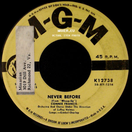 Connie Francis - My Happiness / Never Before side B