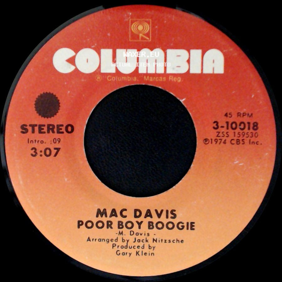 Mac Davis - Stop And Smell The Roses / Poor Boy Boogie side B