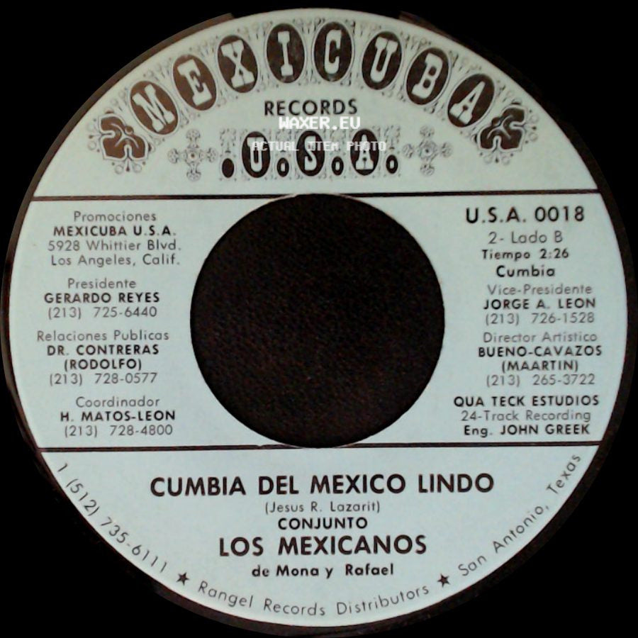 Grupo Los Mexicanos De Mona Y Rafael / Conjunto Los Mexicanos De Mona Y Rafael - Hoy Pensando / Cumbia Del Mexico Lindo side B
