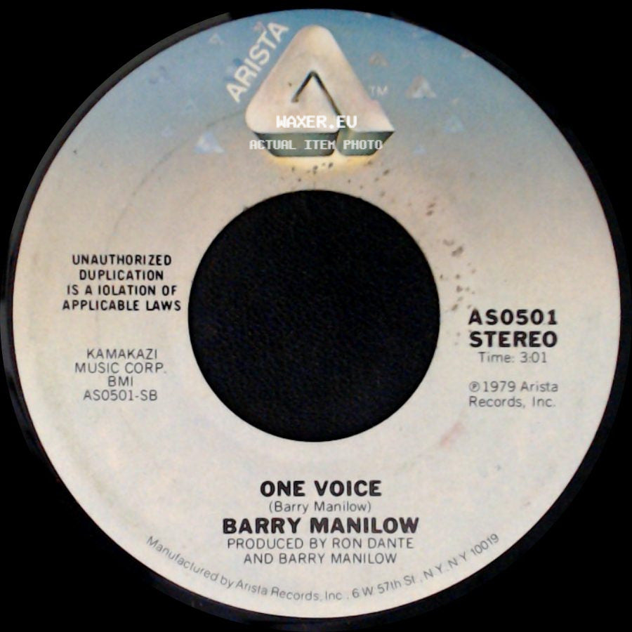 Barry Manilow - One Voice / I Don't Want To Walk Without You side A