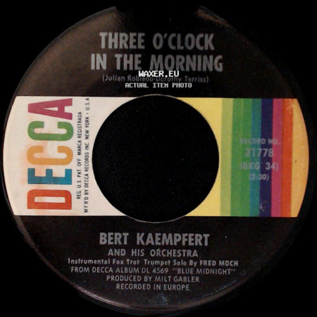 Bert Kaempfert And His Orchestra - Three O'clock In The Morning / Nothing's New side A