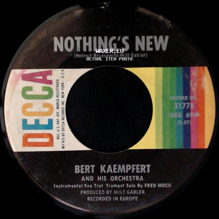Bert Kaempfert And His Orchestra - Three O'clock In The Morning / Nothing's New side B