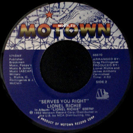 Lionel Richie - Running With The Night / Serves You Right side B