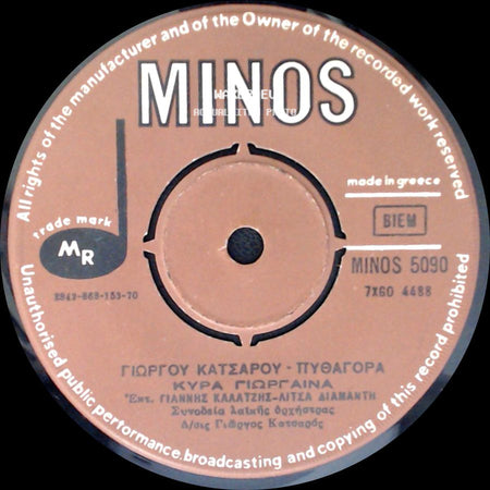Γιωργου Κατσαρου - Πυθαγορα Κυρα Γιωργαινα / Γιωργου Κατσαρου - Πυθαγορα - Unknown Title A / Η Αγαπη Μας Χωριζει side A