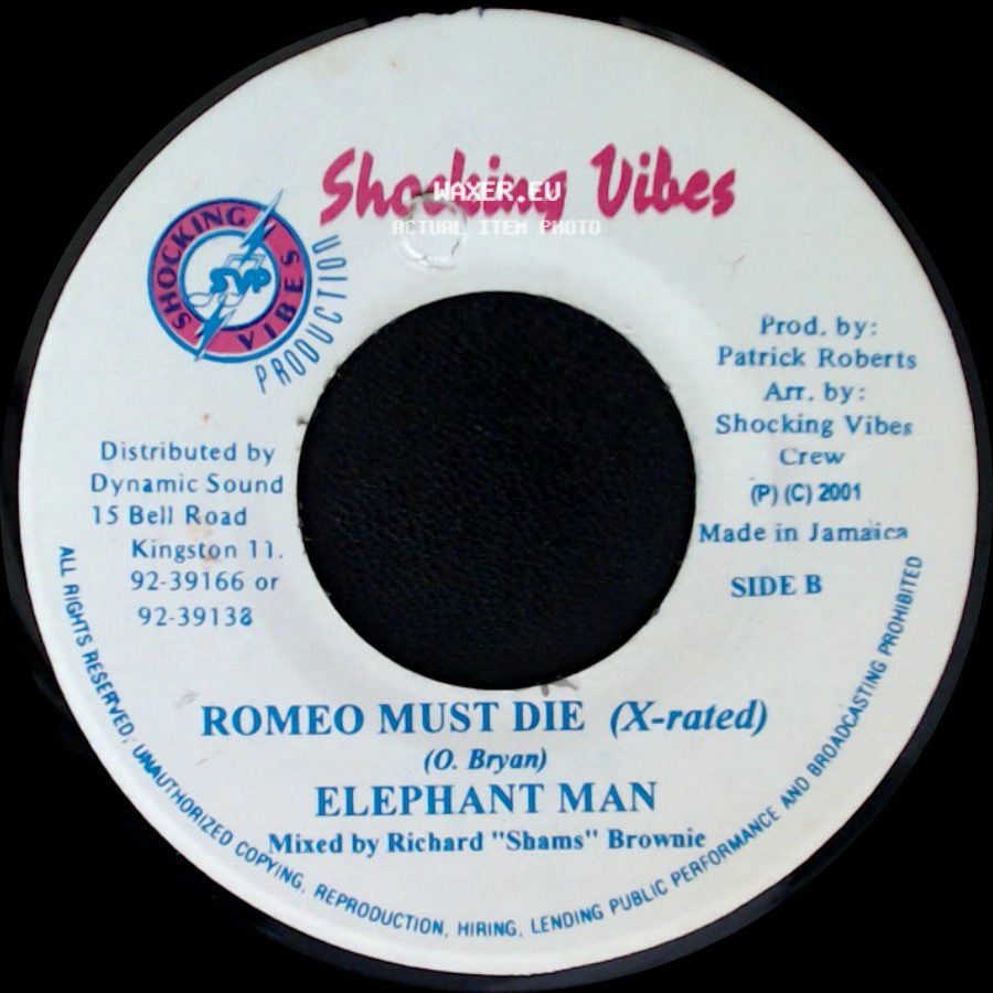 Elephant Man - Romeo Must Die (Radio Edit) / Romeo Must Die (X-Rated) side B