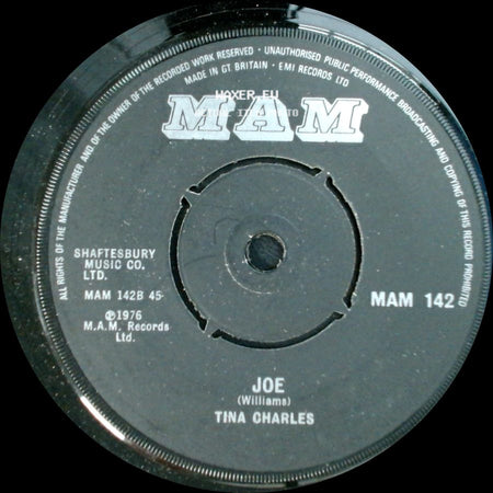 Tina Charles - Joe / I Can't Dance To That Music You're Playin' side A