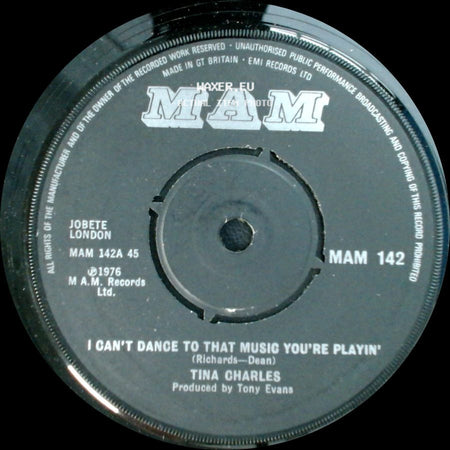 Tina Charles - Joe / I Can't Dance To That Music You're Playin' side B