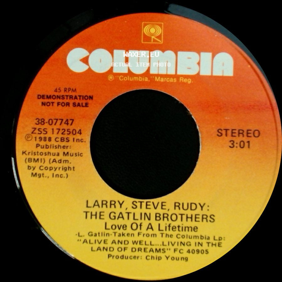 Larry, Steve, Rudy: The Gatlin Brothers - Love Of A Lifetime / Love Of A Lifetime side B