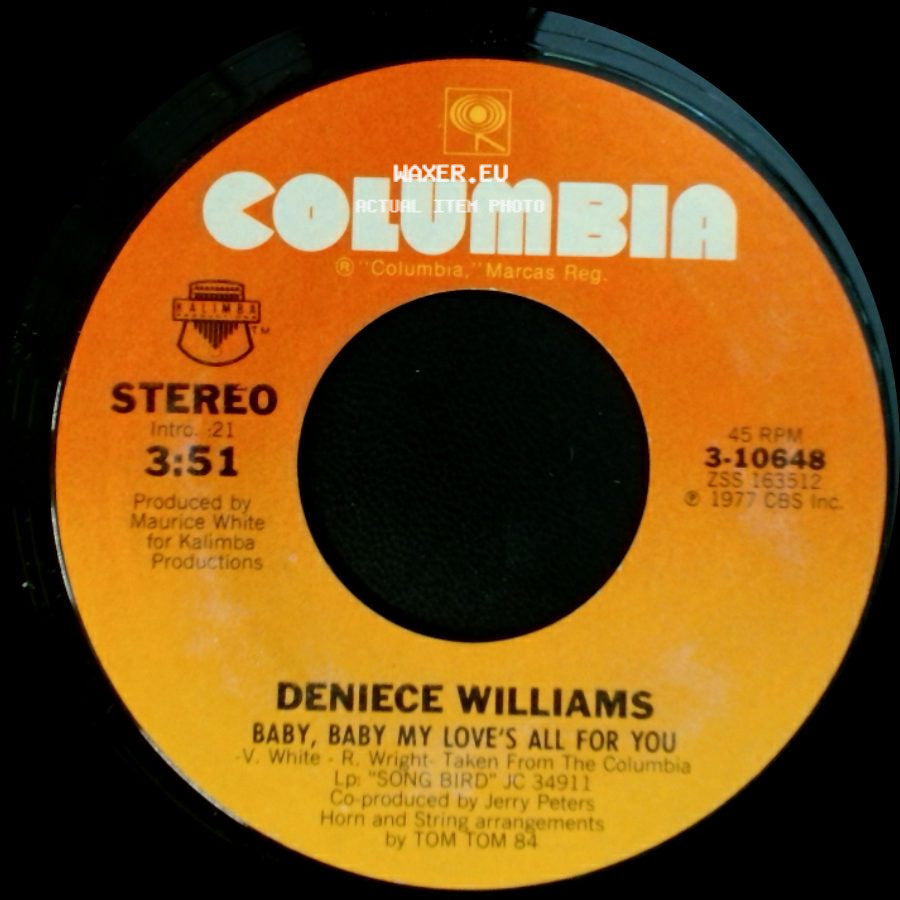 Deniece Williams - Be Good To Me / Baby, Baby My Love's All For You side B